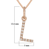 14k Rose Gold Diamond Initial Letter L Charm Pendant Necklace 18" - Letter L,Rose