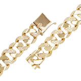 10K Yellow Gold Nugget Curb Cuban Link Chain Bracelet 7.5" 19mm 92 grams - 7.5"