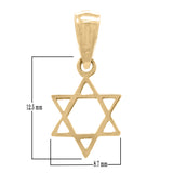 14k Yellow Gold Solid Small Jewish Star of David Charm Pendant 0.4 gram - Yellow