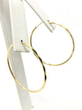 14k Yellow Gold Diamond Cut Round Endless Hoop Earrings 1.3" 1.6mm 2.5 grams