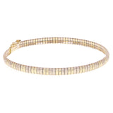 Italian 14k Yellow & White Gold Diamond Cut Omega Bangle Bracelet 7" 4.1mm 9.3g