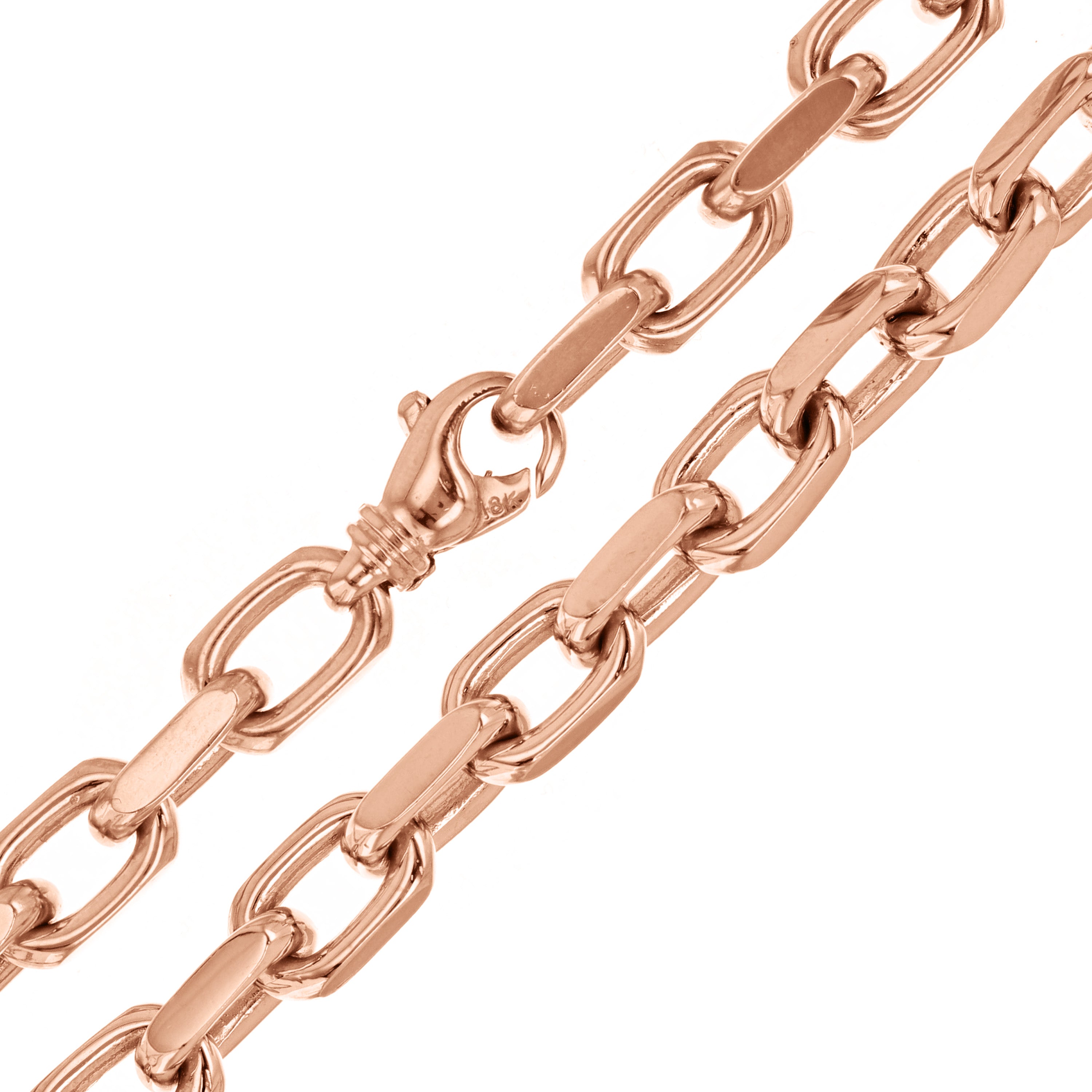 Men's 14k Rose Gold Handmade Link Chain Bracelet 9" 7.5mm 47.5 grams - Rose,9"