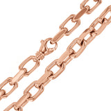 Men's 10k Rose Gold Handmade Link Chain Bracelet 7" 7.5mm 32.8 grams - Rose,7"