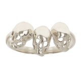 14k White Gold Triple Hamlet Skull Ring Size 13 - White,Ring Size 13