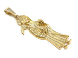 14k Yellow Gold Solid Santa Muerte Grim Reaper Angel of Death Charm Pendant 7g