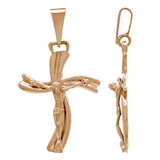 14k Rose Gold Jesus Christ Crucifix Cross Religious Charm Pendant 1.5" 3.7 grams - Rose
