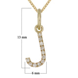 14k Yellow Gold Diamond Initial Letter J Charm Pendant Necklace 18" - Letter J,Yellow