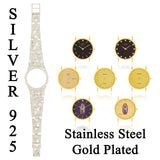 925 Sterling Silver Nugget Link Band Geneve Guadalupe Diamond Watch 8-8.5" 48 grams - 8" 48 grams