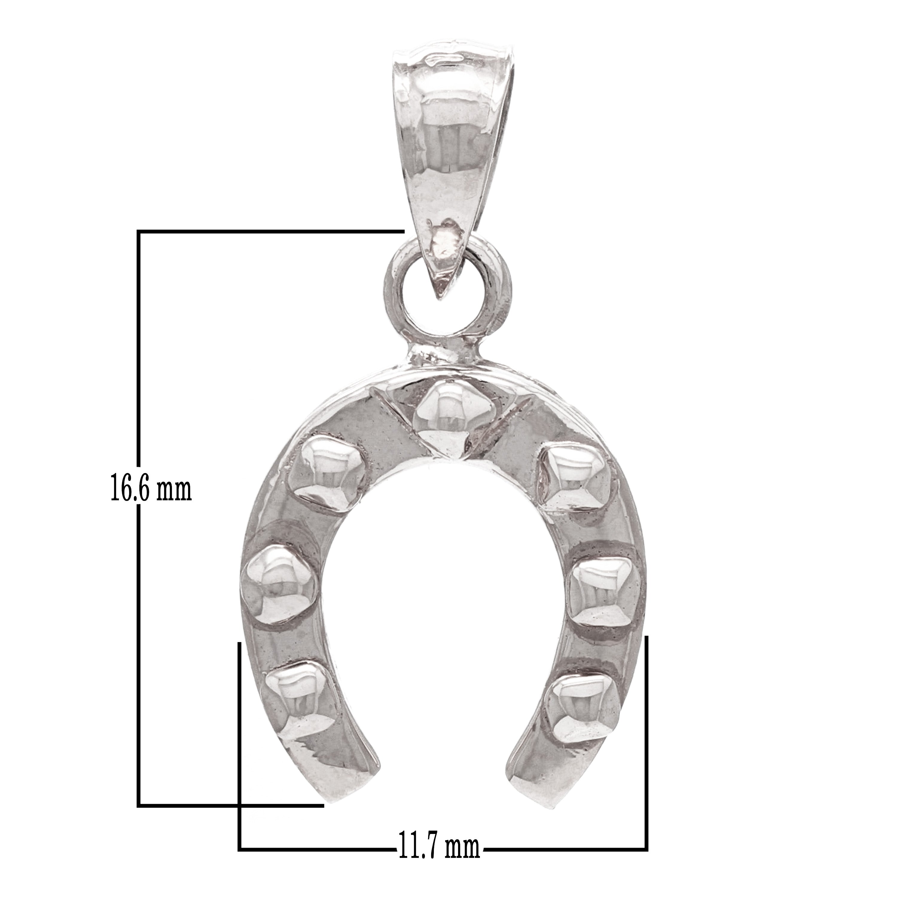 14k White Gold Horseshoe Good Luck Charm Pendant - White