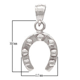 14k White Gold Horseshoe Good Luck Charm Pendant - White