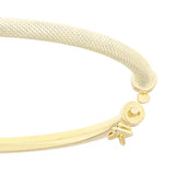 Italian 14k Yellow Gold Snare & Polished Hollow Tube Oval Bangle Bracelet 7" 3mm