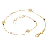 Italian 14k Two-Tone Gold Diamond Cut Ball Bead Station Bracelet 8.5" 3 & 5mm 2g - 8.5" 5mm