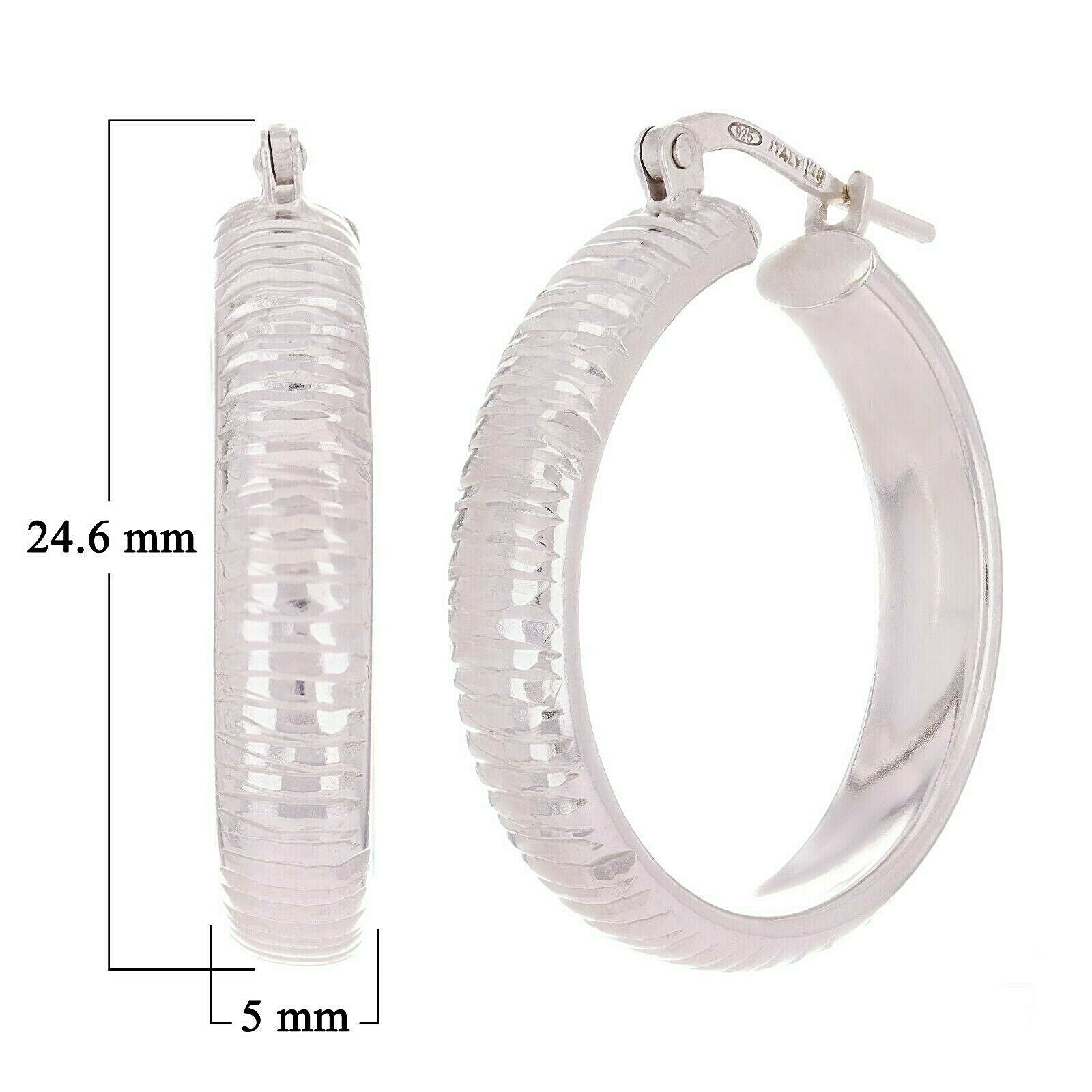 925 Sterling Silver Solid Round Hoop Loop Earrings 1" 5mm 5.2 grams