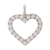 14k White Gold Small Diamond Heart Pendant - White