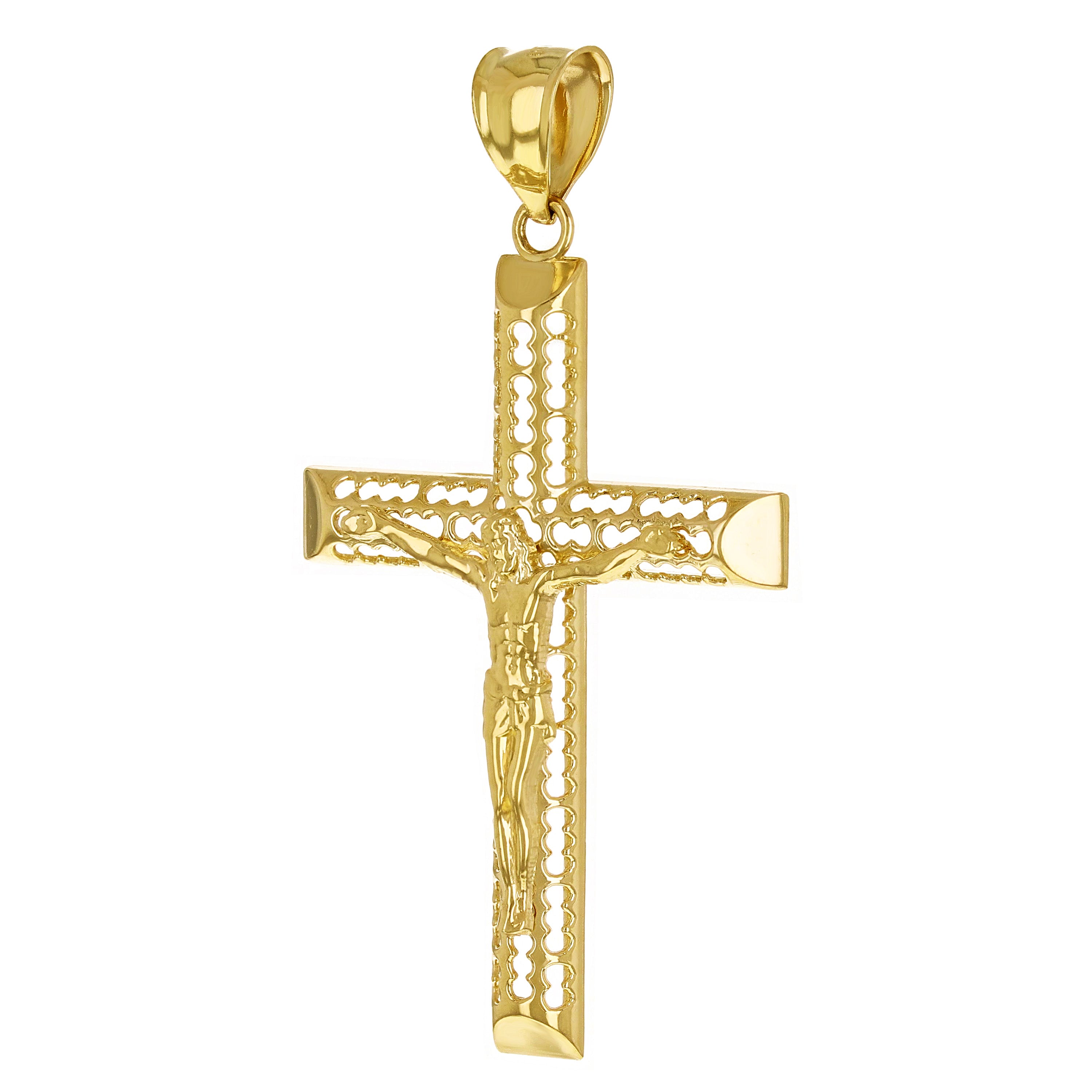 14k Yellow Gold 3D Jesus Christ Crucifix Cross Pendant 2.5" 6.1 grams