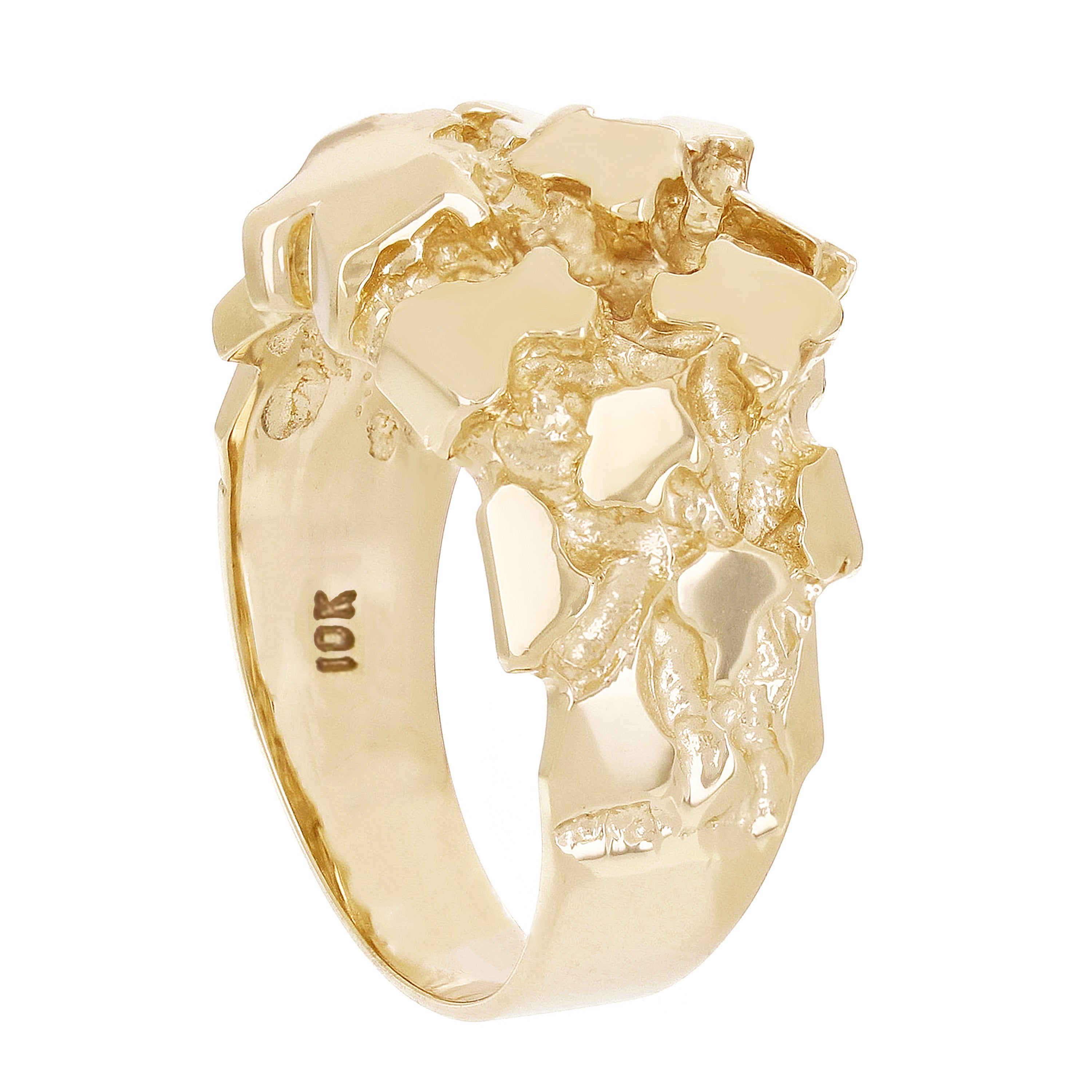 10k Yellow Gold Solid Chunky Nugget Ring Size 7.5 - 14.7mm 7.9 grams - Ring Size 7.5 7.85 grams