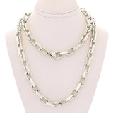 14k White Gold Handmade Fashion Link Necklace 30" 7.94mm - White,30"