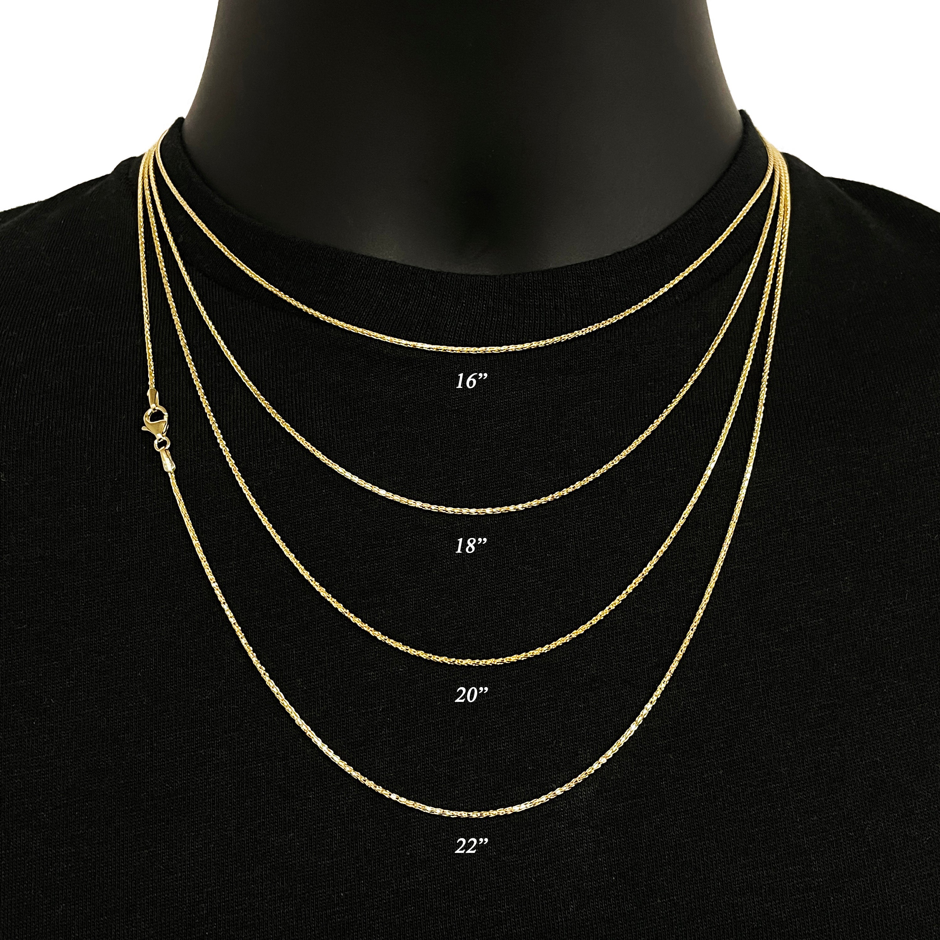Italian 14k Yellow Gold Spiga Chain Necklace 1.1mm 16" 3grams - Yellow,1.1mm 16" 3 grams
