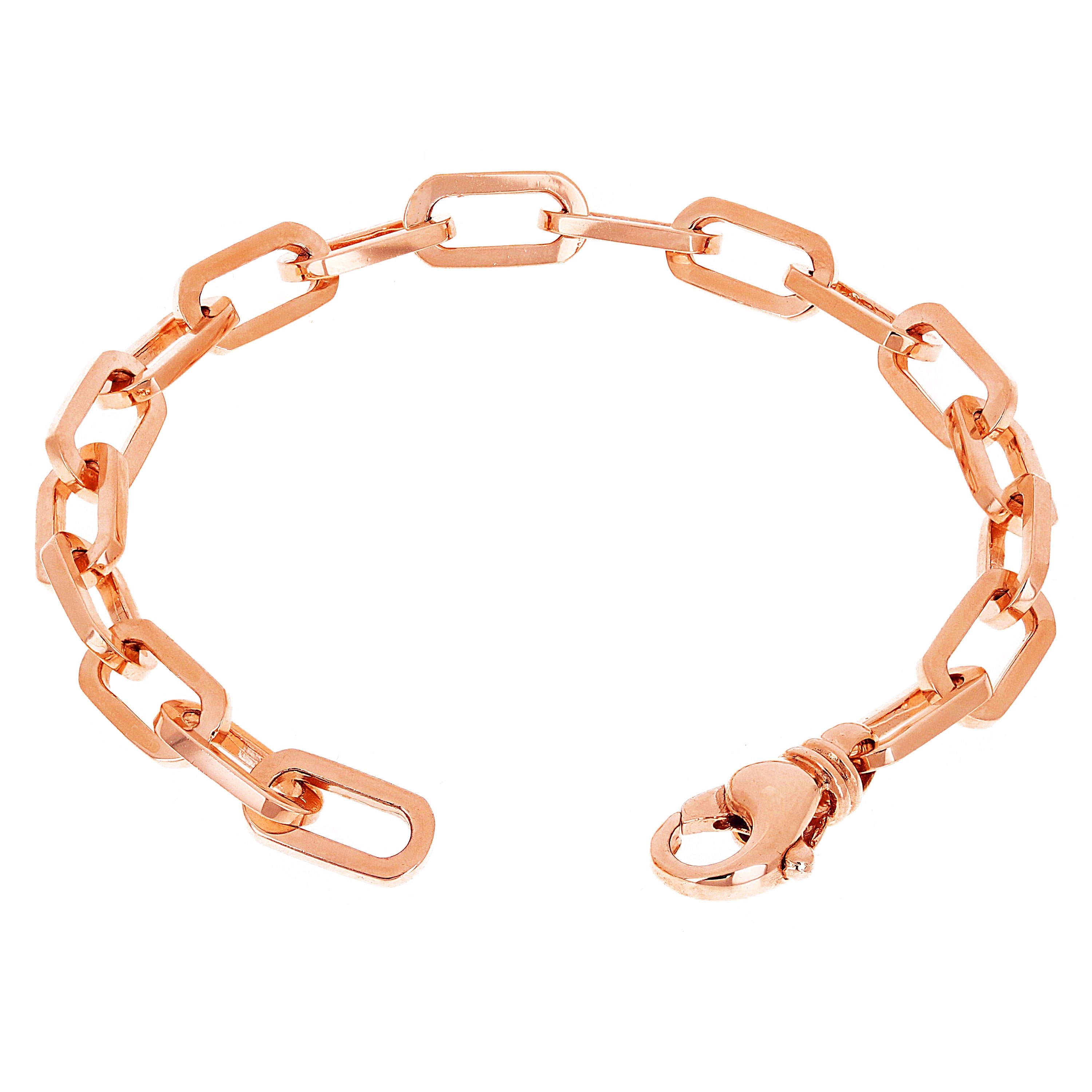 10k Rose Gold Solid Handmade Paper Clip Chain Bracelet 7" 6.7mm 15.2 grams - Rose,7" 15.2 grams