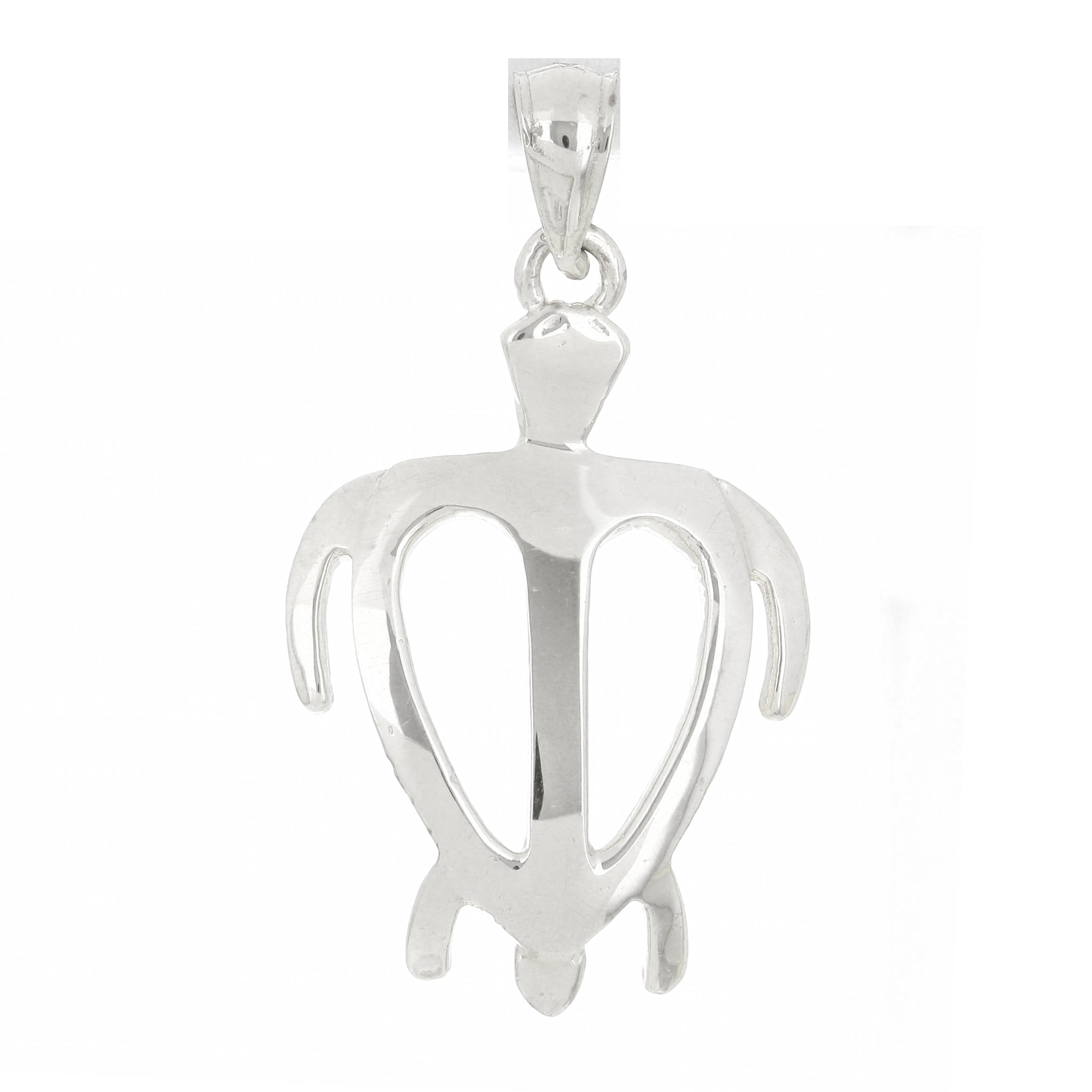 14k White Gold Hawaiian Sea Turtle Pendant Medium - White