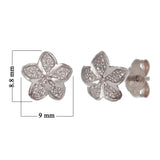 14k White Gold Hawaiian Plumeria Flower Earrings Medium - Medium