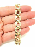 10k Yellow Gold Solid Nugget Horse Shoe Link Bracelet 8.5" 10.5mm 22 grams