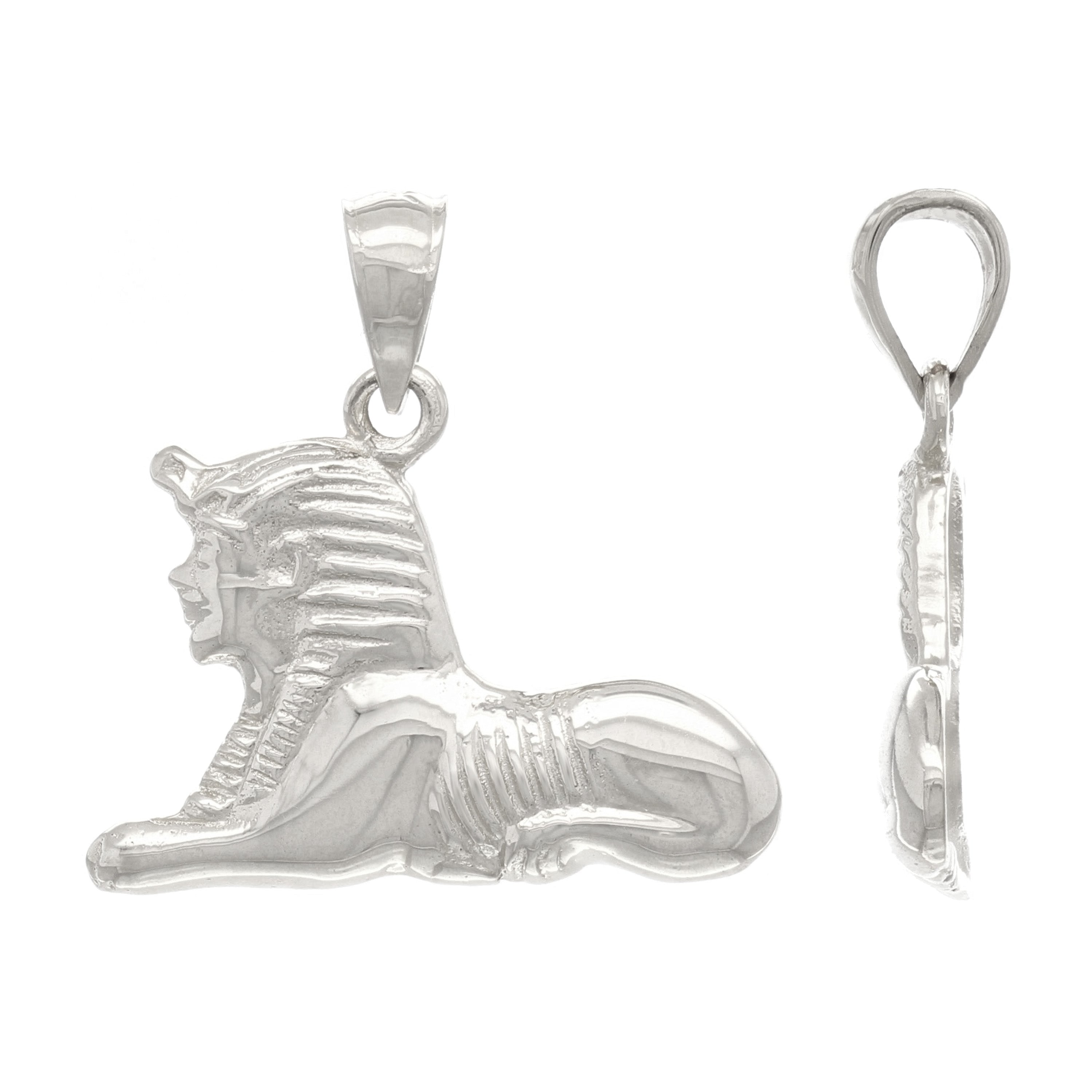 14k White Gold Solid Ancient Egypt THE SPHINX Charm Pendant 2.6 grams - White