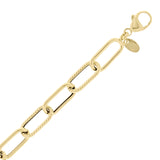 Italian 14k Yellow Gold Hollow Twisted Paper Clip Link Bracelet 7.75" 7.5mm 5g