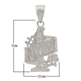 14k White Gold Mother's Day Gift #1 MOM Pendant - White