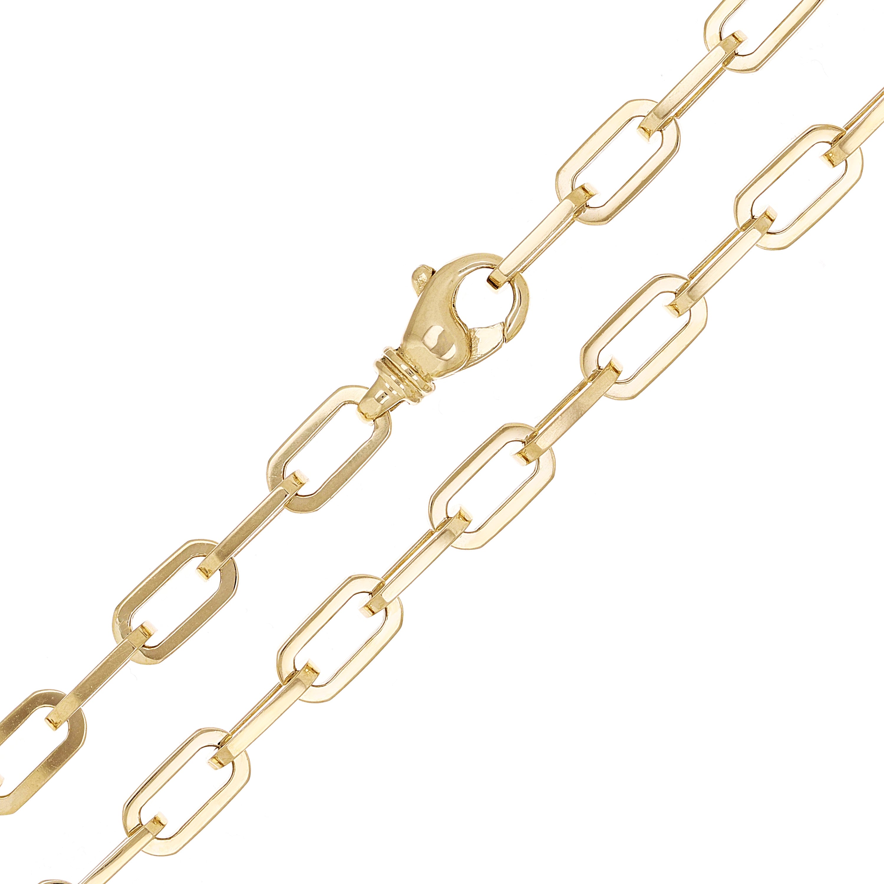 14k Yellow Gold Solid Handmade Paper Clip Chain Necklace 16" 6.7mm 38.6 grams - 16" 38.6 grams