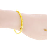 Italian 14k Yellow Gold Hollow Diamond Cut Bangle Bracelet 7" 3mm 4.6 grams