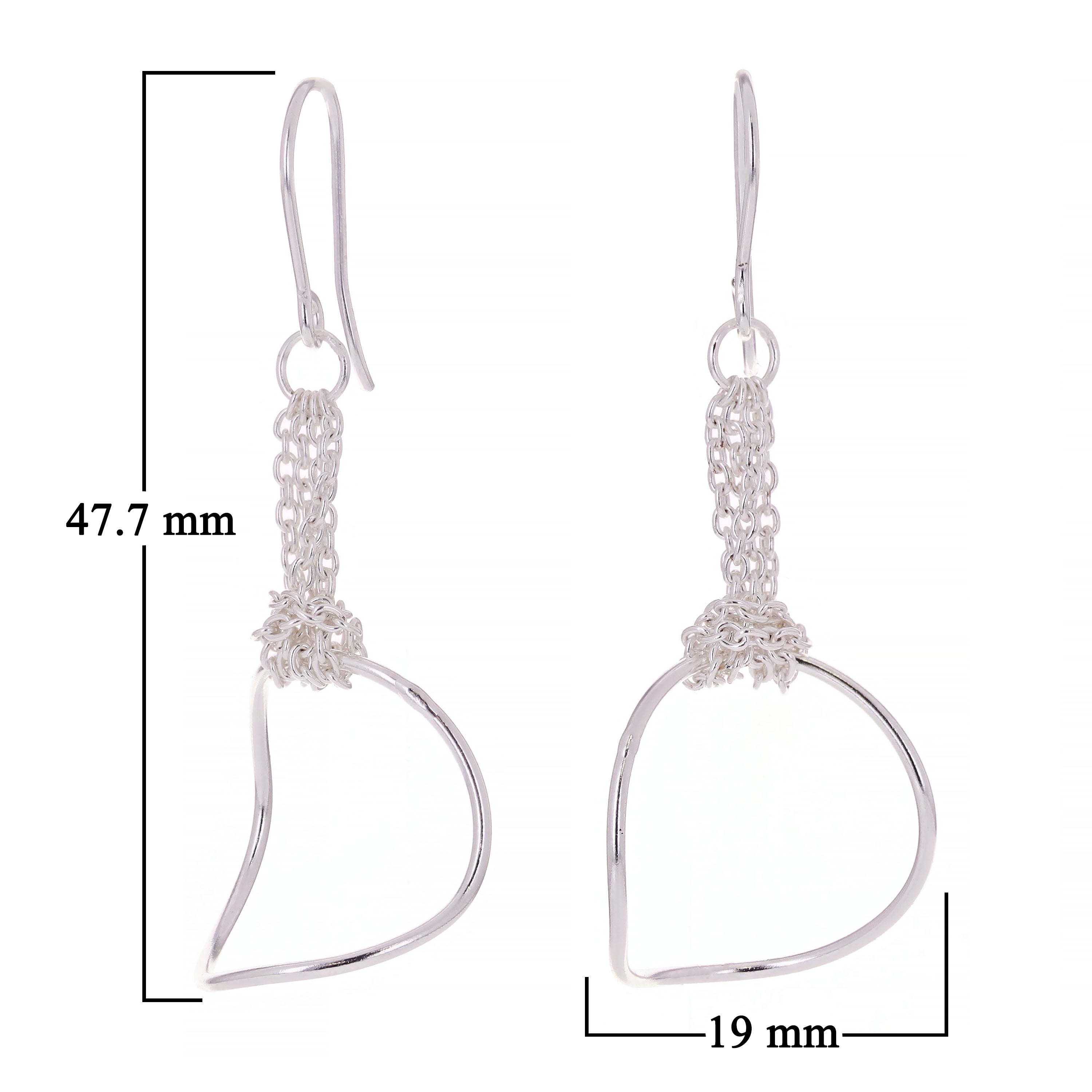 Sterling Silver Chain Circle Dangle Earrings 1.75" 2.5 grams