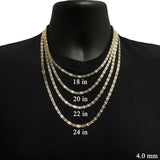 Italian 14k Tri-Color Gold Diamond Cut Valentino Chain Necklace 18" 4mm 9 grams - 18" 9 grams