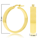 Italian 14k Yellow Gold Rounded Flat Tube Small Hollow Hoop Earrings 1.2" 3.6 grams - 3.6 grams