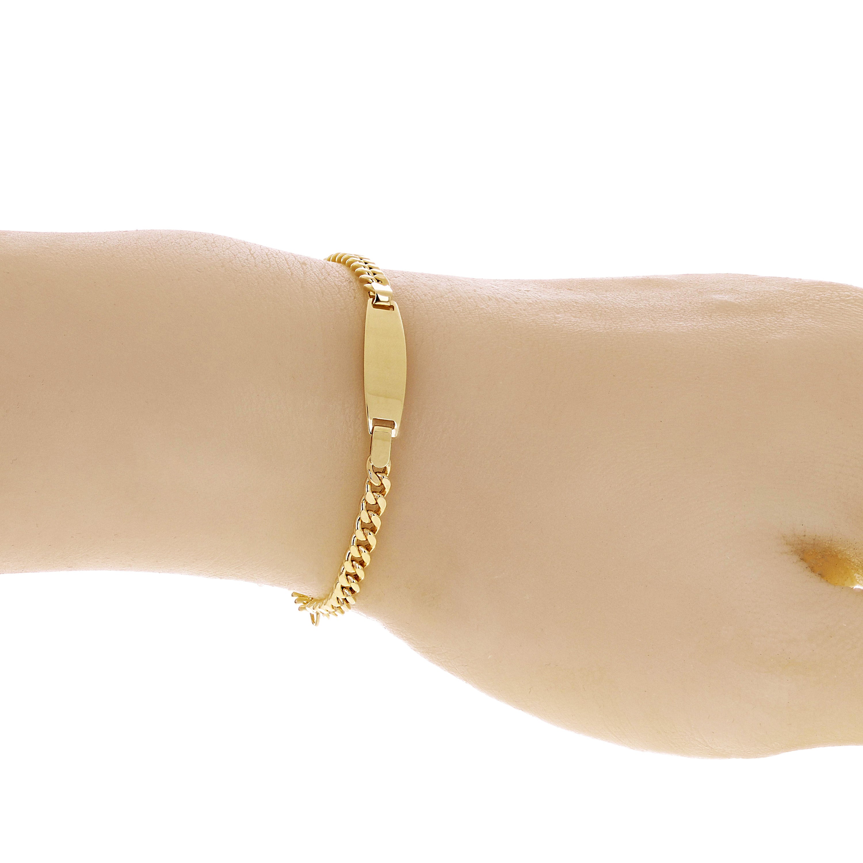 Italian 14k Yellow Gold Engravable Baby Kids ID Cuban Bracelet 5.5" 2.6 grams