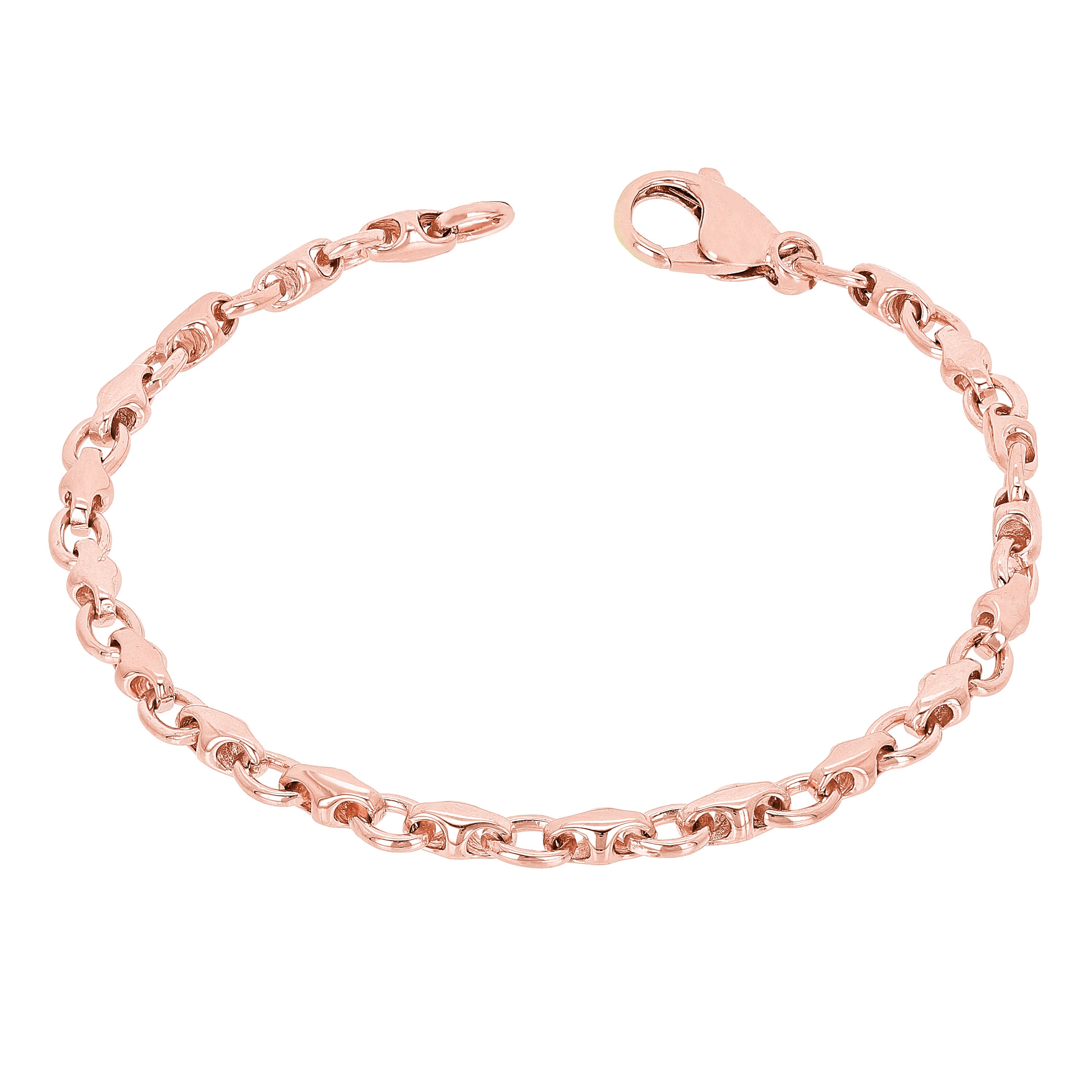 10k Rose Gold Handmade Fashion Link Bracelet 7" 4mm 8 grams - Rose,7"