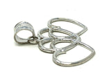 14k White Gold Solid Triple Heart Charm Pendant 1.2 grams