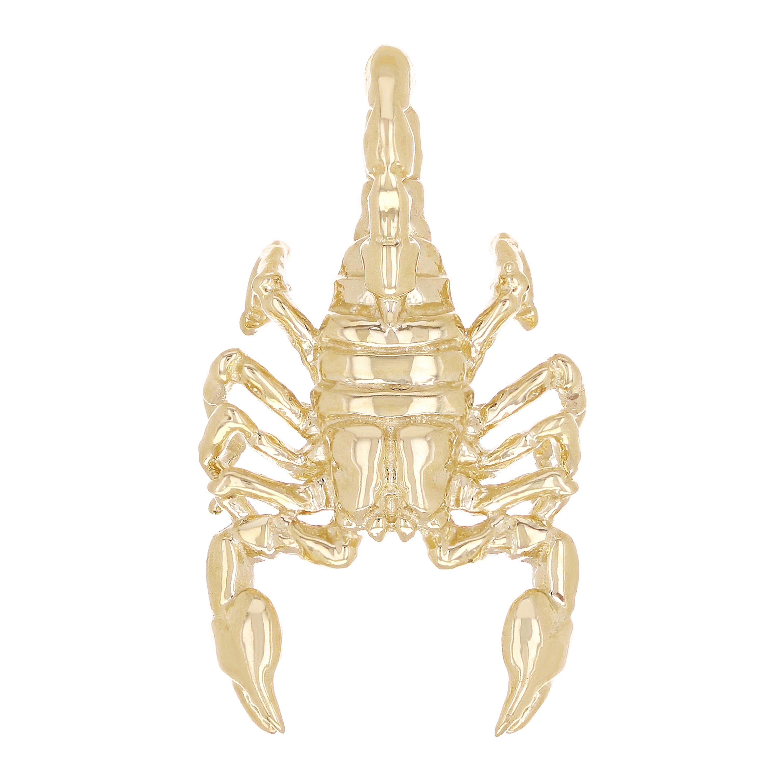 10k Yellow Gold Solid Scorpion Pendant Insect Charm 1.2" 5 grams - Yellow
