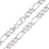 Men's 14k White Gold Solid Figaro Necklace Link Chain 20" 7.75mm 52 grams - White,20"