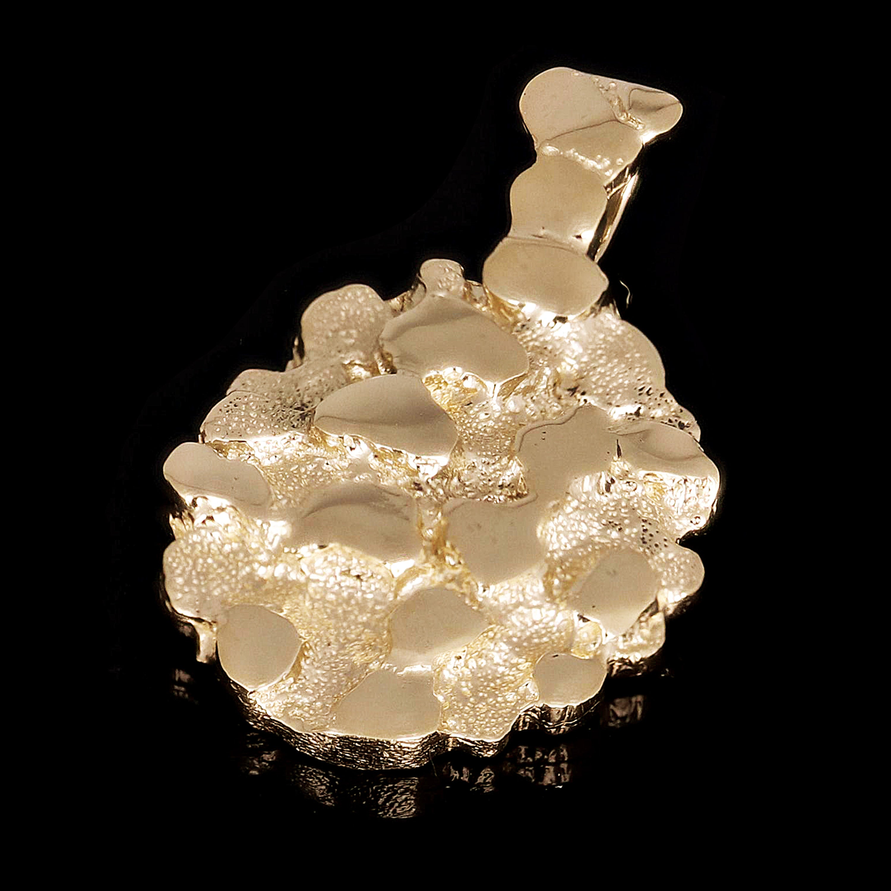 10k Yellow Gold Solid Oval Nugget Charm Pendant 1.5" 11.3 grams