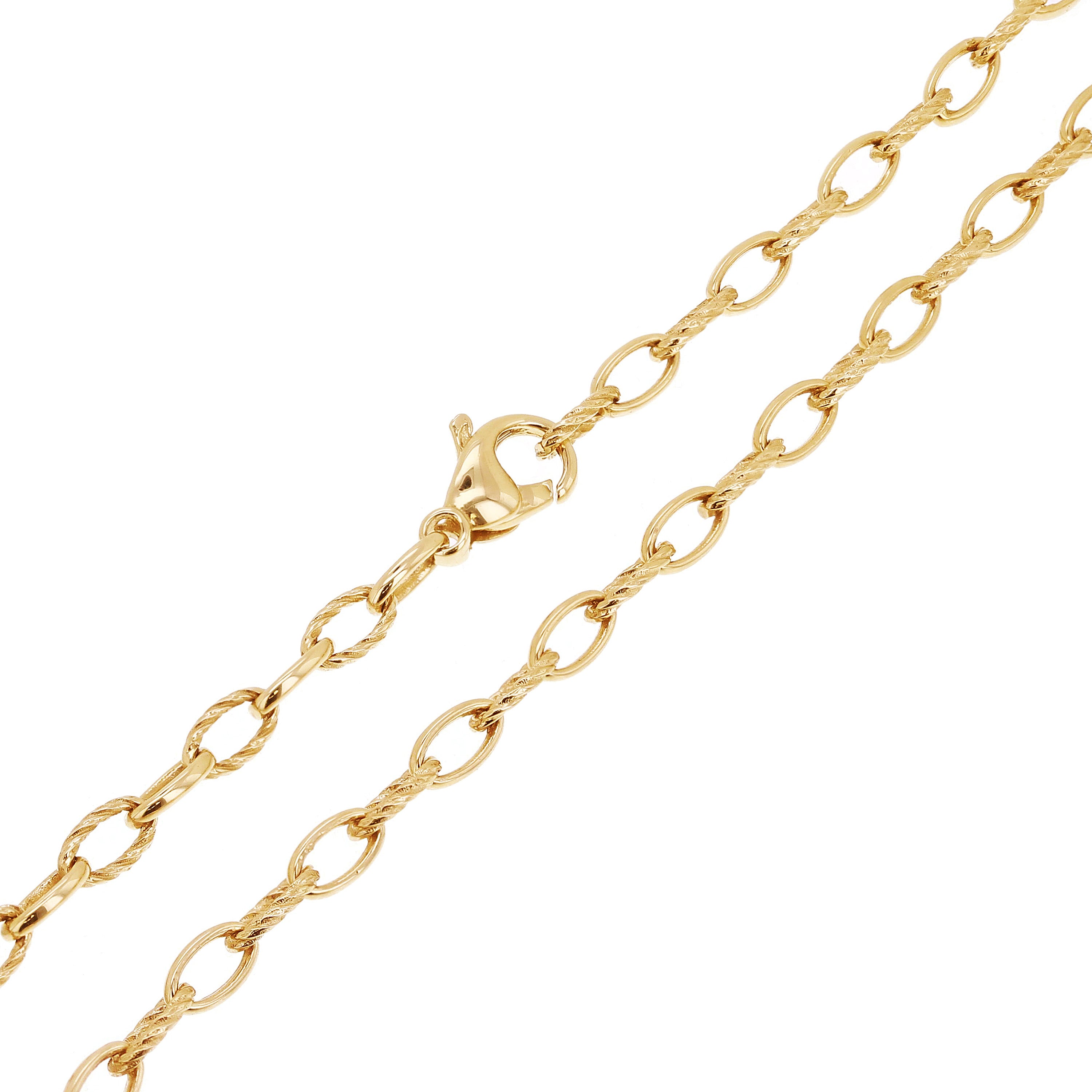 14k Yellow Gold Solid Oval Plain & Rope Link Chain Necklace 16" 4.7mm 15.5 grams - 16" 15.5 grams