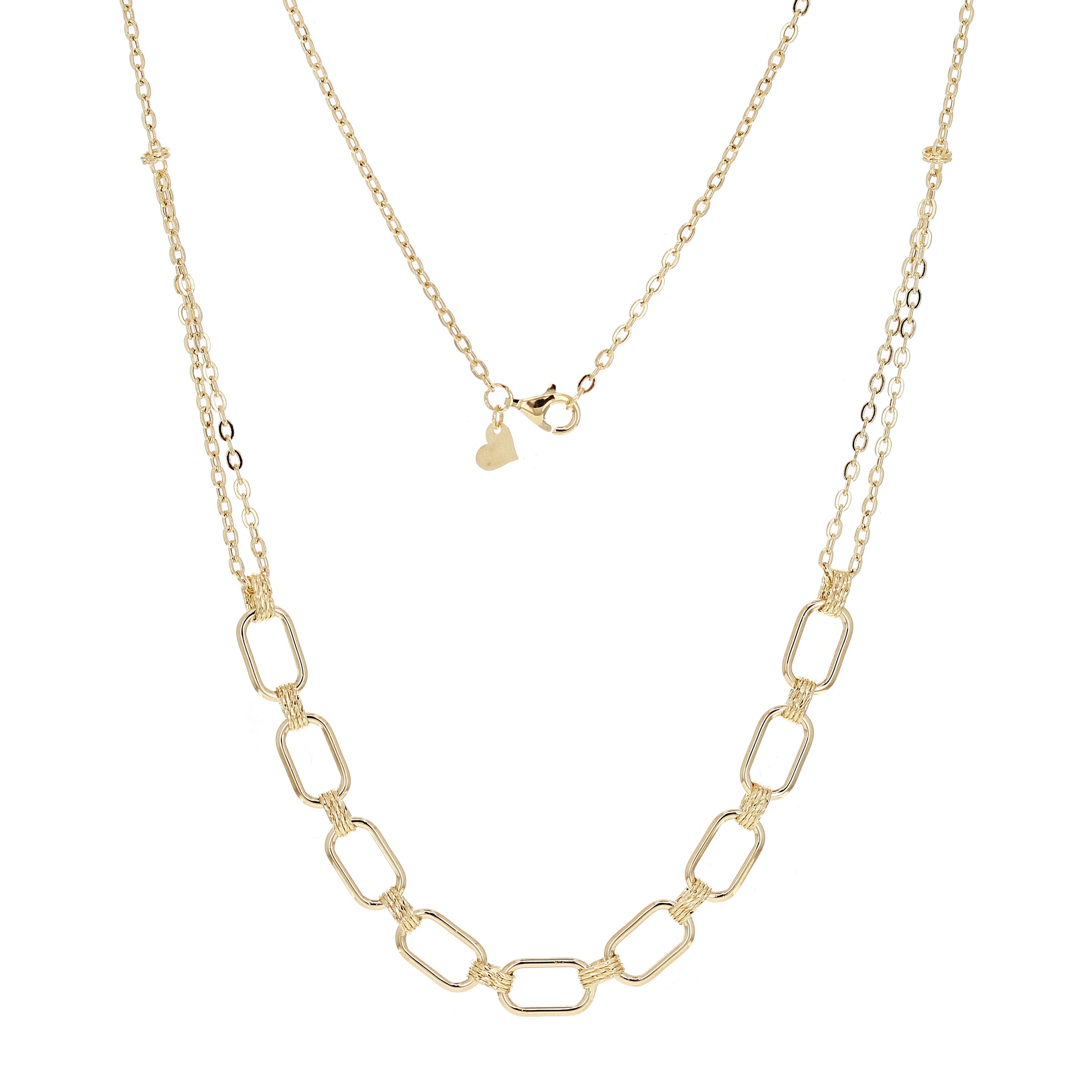 Italian 14k Yellow Gold Oval Links Necklace, Bracelet & Earrings Set 13.8 grams