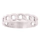 14k White Gold Cuban Link Ring Chain Stackable Ring Band Size 9 3.8 grams - White