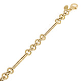 Italian 14k Yellow Gold Hollow Rolo & Paper Clip Link Chain Bracelet 7.5" 4.2g