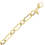 Italian 14k Yellow Gold Hollow Twisted Paper Clip Link Bracelet 8.75" 8.6mm 8.6g