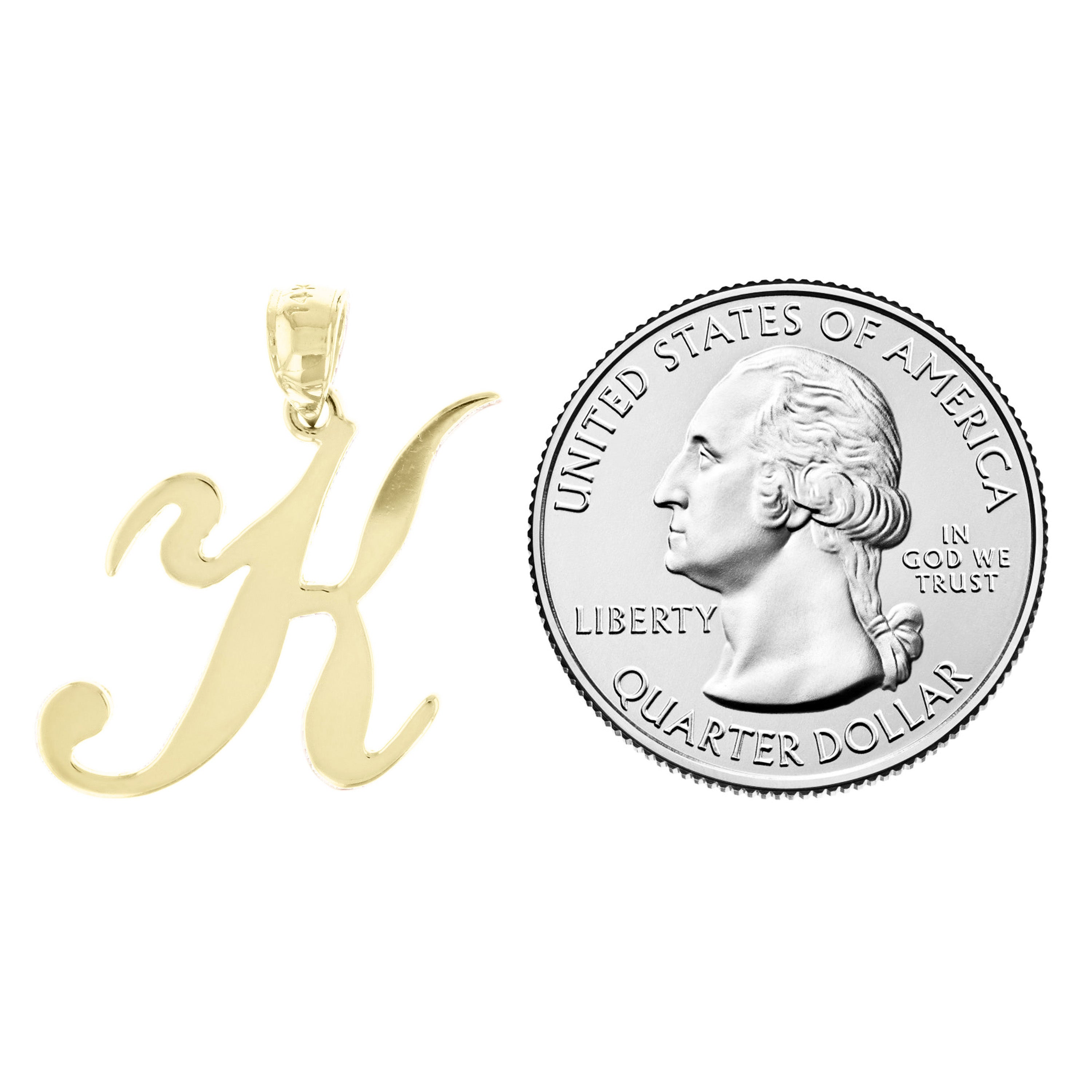 14k Yellow Gold Initial Letter K Alphabet Charm Pendant - Letter K,Yellow