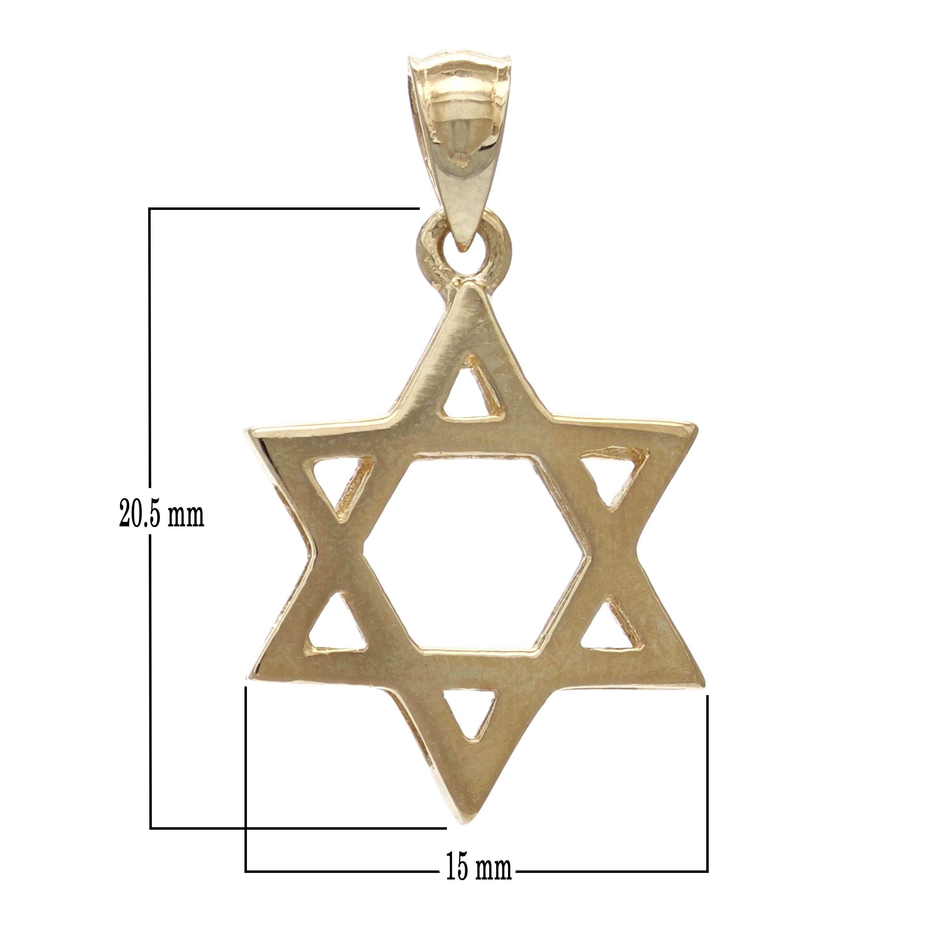 14k Yellow Gold High Polished Jewish Star of David Pendant - Yellow