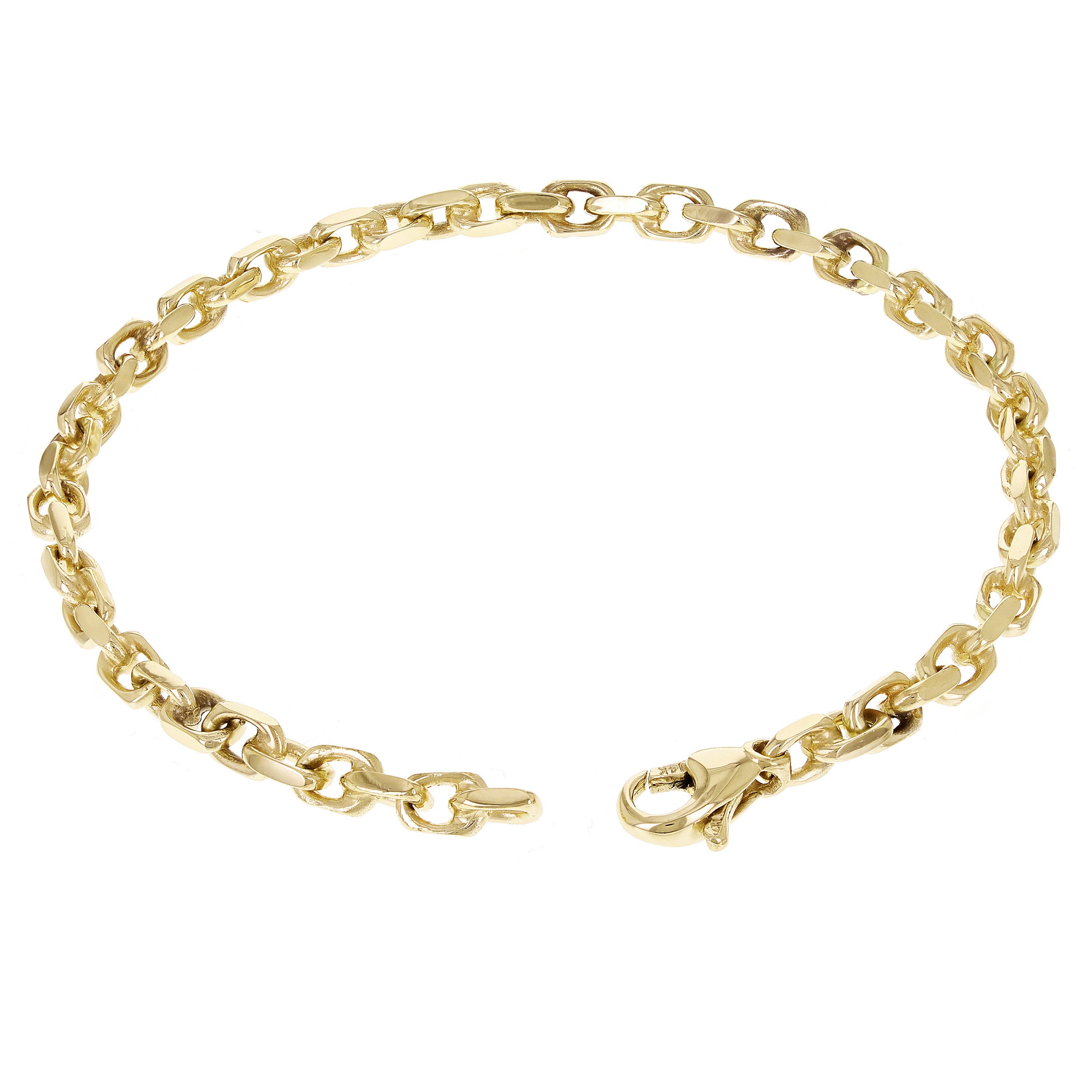 14k Yellow Gold Solid Anchor Link Chain Bracelet 7" 4.5mm 12.9 grams - Yellow,7"