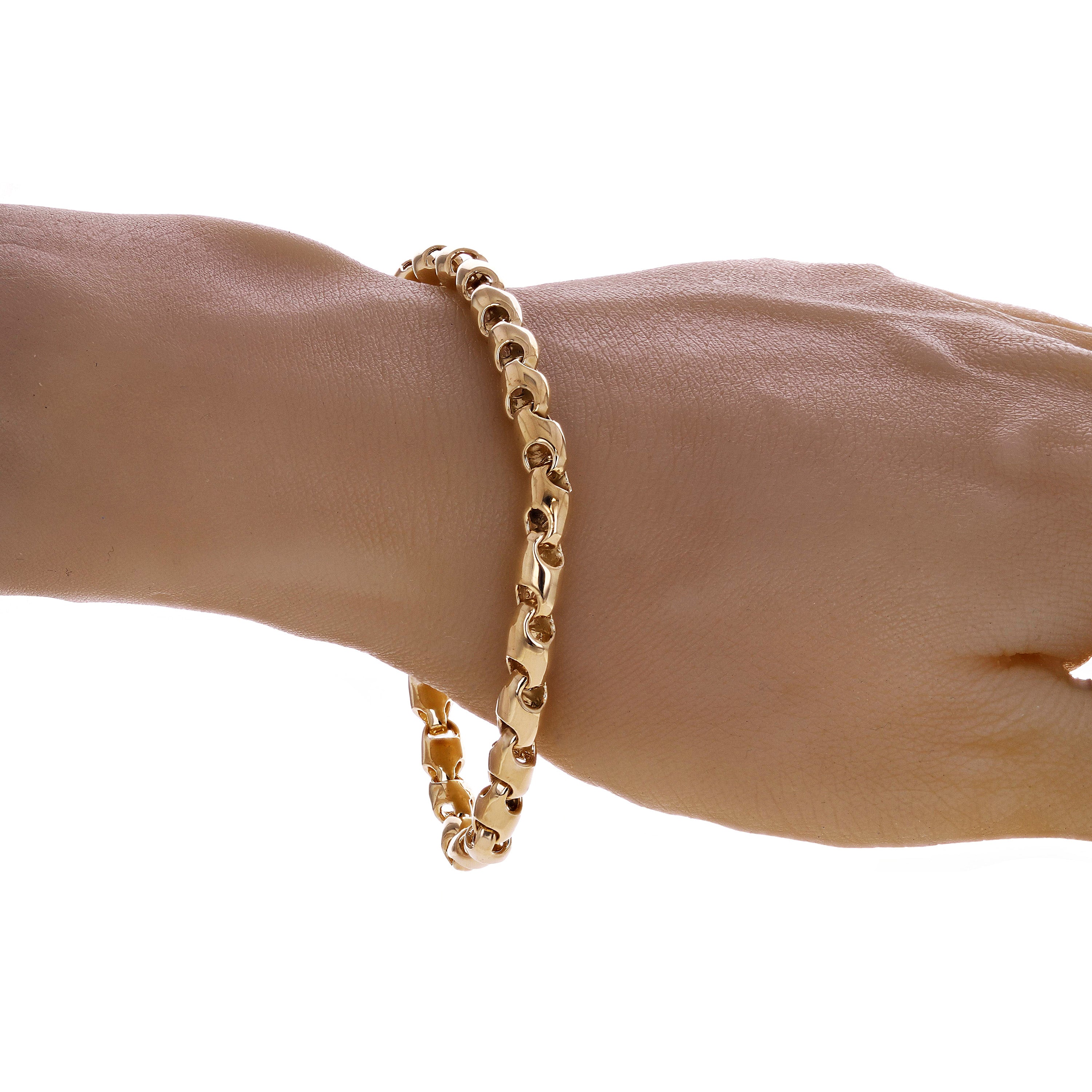 10k Yellow Gold Solid Handmade Bullet Link Bracelet 7" 5.5mm 18.5 grams - 7" 18.5 grams