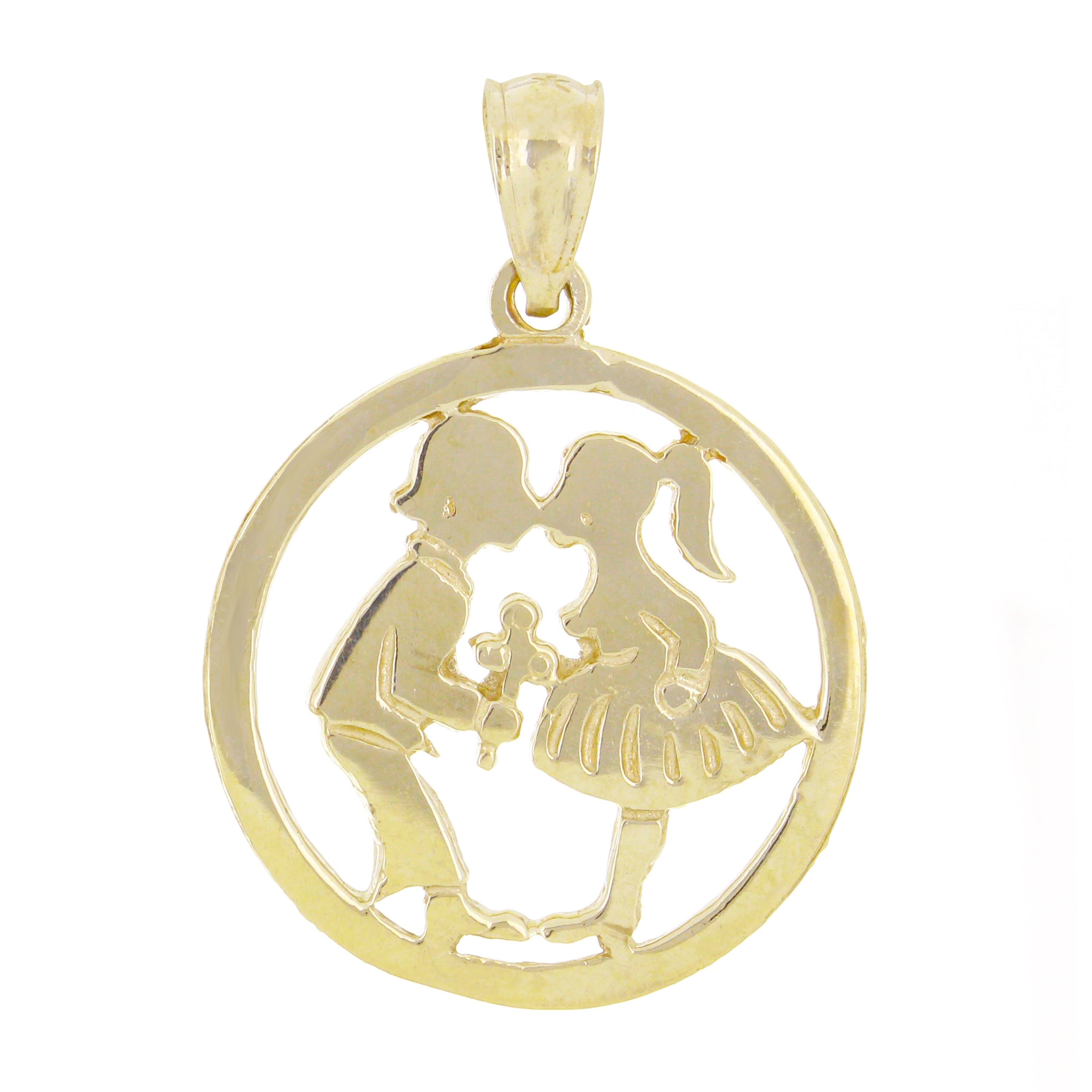 14k Yellow Gold Kissing Boy and Girl Charm Pendant 2.7 grams - Yellow